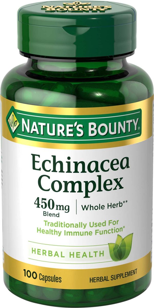 Nature's Bounty Echinacea Complex, Herbal Supplement, Supports Immune Health, 450 mg, 100 Capsules - görsel 2