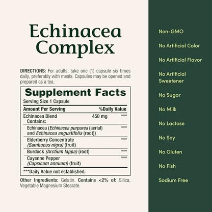 Nature's Bounty Echinacea Complex, Herbal Supplement, Supports Immune Health, 450 mg, 100 Capsules
