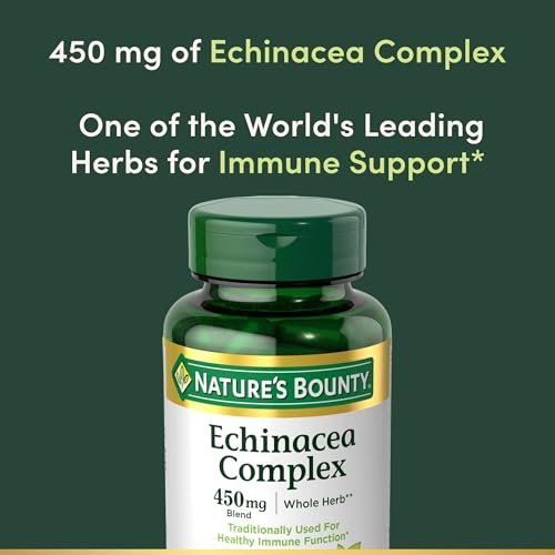 Nature's Bounty Echinacea Complex, Herbal Supplement, Supports Immune Health, 450 mg, 100 Capsules - görsel 5