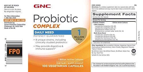 GNC Probiotic Complex Daily Need Supplement, Provides Digestive and Immune Support, 1 Billion CFUs, 100 Vegetarian Capsules, 100 Servings - görsel 3