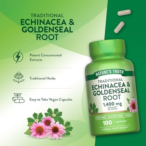 Nature's Truth Echinacea Goldenseal Capsules | 100 Count | Vegan, Non-GMO & Gluten Free Supplement | Herbal Support Complex - görsel 10