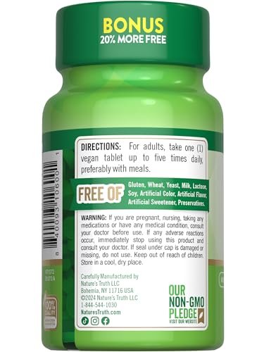 Nature's Truth B12 Vitamin | 500 mcg | 120 Tablets | Vegan, Non-GMO & Gluten Free Supplement - görsel 8