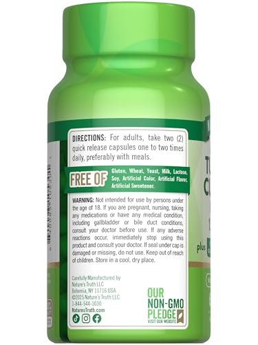 Nature's Truth Turmeric Curcumin | 60 Capsules | with Black Pepper Extract, Olive Leaf & Tart Cherry | Non-GMO & Gluten Free Supplement