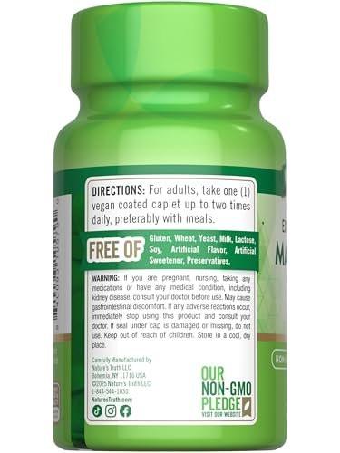 Nature's Truth Magnesium Supplement | 250 mg | 100 Caplets | Vegan, Non-GMO & Gluten Free - görsel 5