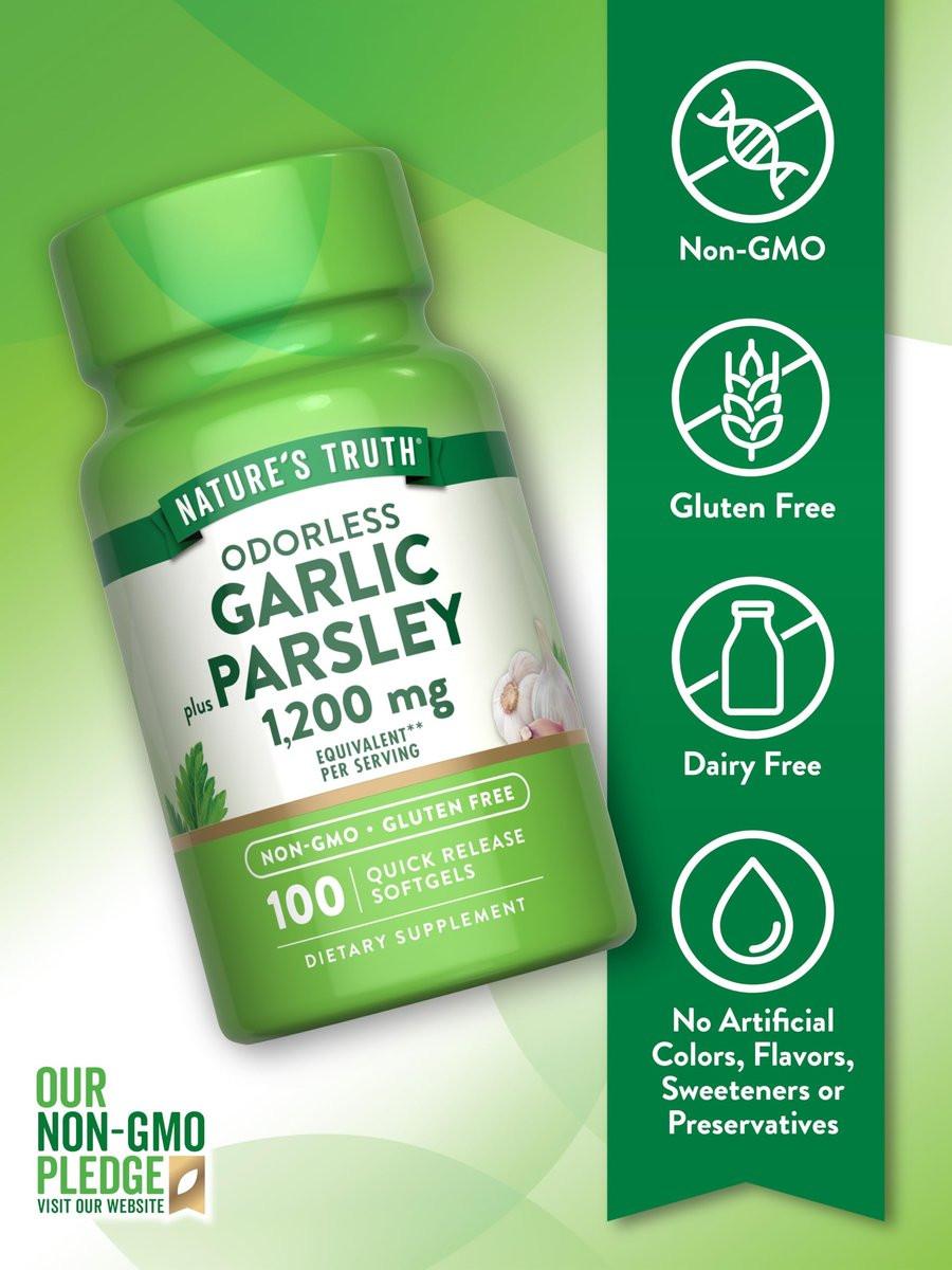 Nature's Truth Odorless Garlic and Parsley | 100 Softgels | Non-GMO & Gluten Free Extract Supplement - görsel 5