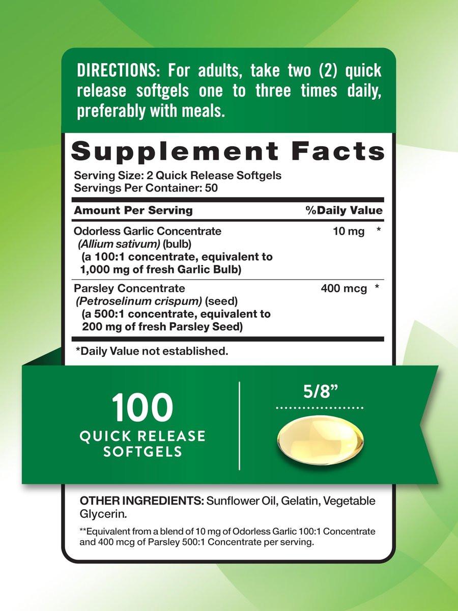 Nature's Truth Odorless Garlic and Parsley | 100 Softgels | Non-GMO & Gluten Free Extract Supplement - görsel 3