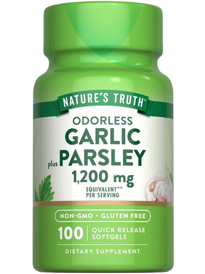 Nature's Truth Odorless Garlic and Parsley | 100 Softgels | Non-GMO & Gluten Free Extract Supplement