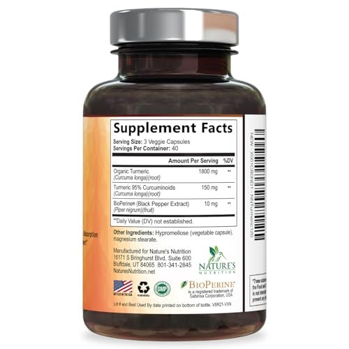 Turmeric Curcumin Supplement - 95% Curcuminoids with Organic Turmeric & BioPerine Black Pepper for Best Absorption - Daily Joint & Immune Health Support, Vegan, Non-GMO, Bottled in USA - 180 Capsules - görsel 9