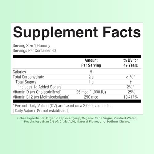 MARYRUTH'S Vitamin D3 + B12 Gummies for Ages 4+ | Bone Health | Immune Support | Energy Metabolism | Cognitive Function | Vegan | Non-GMO | Gluten Free | 60 Servings | 2 Month Supply - görsel 17