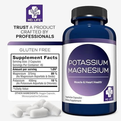 MD. Life Potassium Magnesium Supplement - 90 – Supports Vascular Health: Potassium and magnesium play vital roles – Image 12