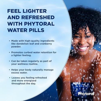 Water Retention Pills for Women & Men - Herbal Diuretic Supplements - Fluid Retention Supplement with Dandelion Leaf Extract & Green Tea for Bloating Relief - Pills for Leg & Feet Swelling - 60 Count