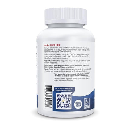 Nordic Naturals CoQ10 Gummies, Strawberry - 60 Gummies - 100 mg Coenzyme Q10 (CoQ10) - Great Taste - Heart Health, Cellular Energy Production, Antioxidant Support - Non-GMO, Vegan - 60 Servings