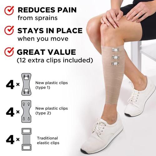 Premium Elastic Bandage Wrap – 8pk (4x3”, 4x4”) + 24 Extra Clips – Strong Compression Bandage Wrap - Wrist, Ankle, Foot, Knee Wrap - görsel 4