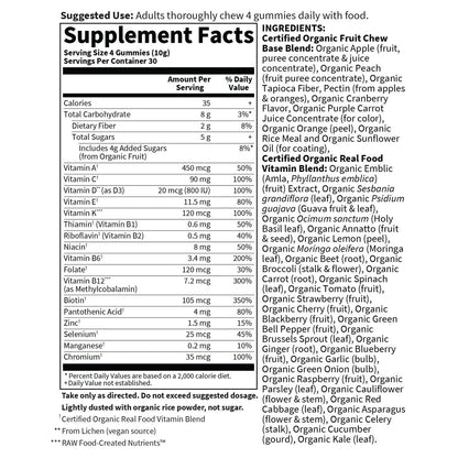 Garden of Life Organics Men's Gummy Vitamins - Berry - Certified Organic, Non-GMO, Vegan, Kosher Complete Multi - Methyl B12, C & D3 - Gluten, Soy & Dairy Free, 120 Real Fruit Chew Gummies