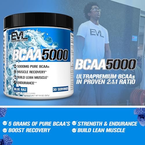 Evlution BCAAs Amino Acids Powder - BCAA Powder Supplement Post Workout Recovery Drink and Stim Free Pre Workout Energy - Branched Chain Amino Acids Supplement for Men & Women