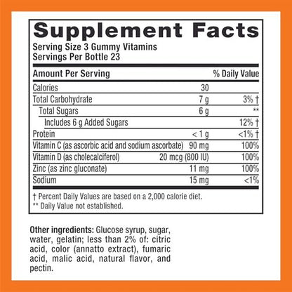 Zicam Daily Immune Support Gummy Supplement, Zinc, Vitamin C and Vitamin D, Citrus Strawberry Flavor, 70 Count