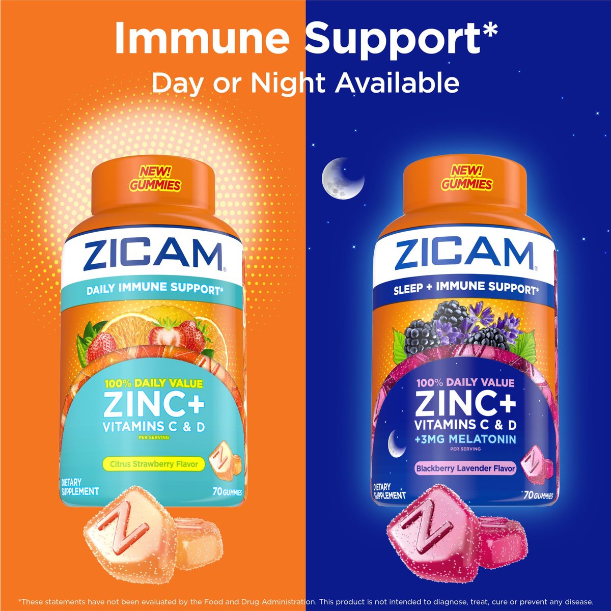 Zicam Daily Immune Support Gummy Supplement, Zinc, Vitamin C and Vitamin D, Citrus Strawberry Flavor, 70 Count - görsel 10