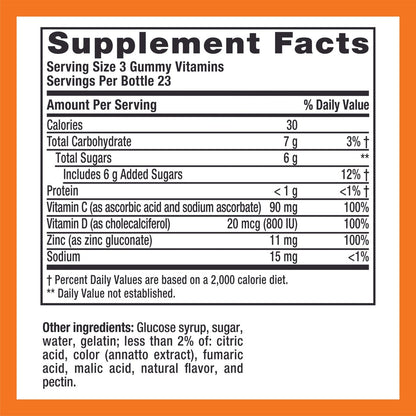 Zicam Daily Immune Support Gummy Supplement, Zinc, Vitamin C and Vitamin D, Citrus Strawberry Flavor, 70 Count