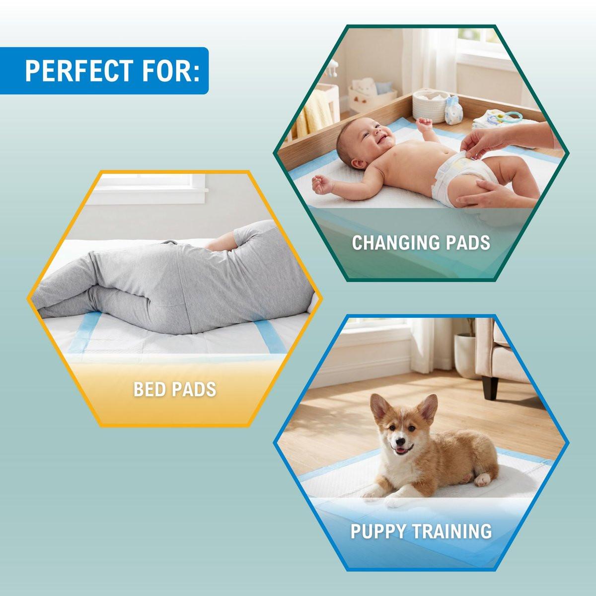 Medpride Disposable Underpads 17'' x 24'' (100-Count) Incontinence Pads, Bed Covers, Puppy Training | Thick, Super Absorbent Protection for Kids, Adults, Elderly | Liquid, Urine, Accidents - görsel 2