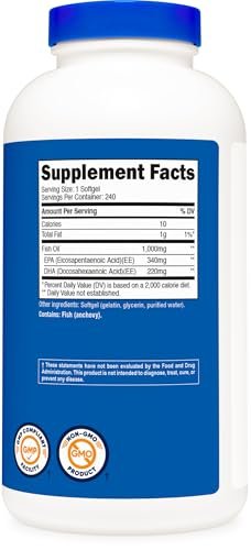 Nutricost Fish Oil Omega 3 Softgels with EPA & DHA (1000mg of Fish Oil, 560mg of Omega-3), 240 Softgels, Non-GMO, Gluten Free - görsel 2