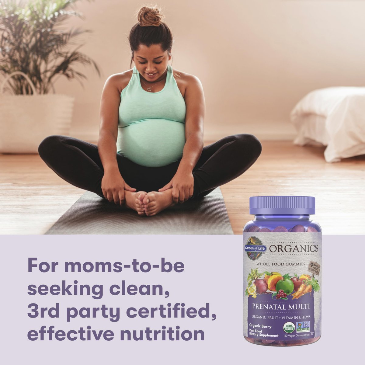 Garden of Life Organics Prenatal Gummies – Prenatal Vitamins for Women with Energy Metabolism Support & Healthy Fetal Development Support, Berry Flavor, USDA Organic, Vegan, 30 Day Supply - görsel 3