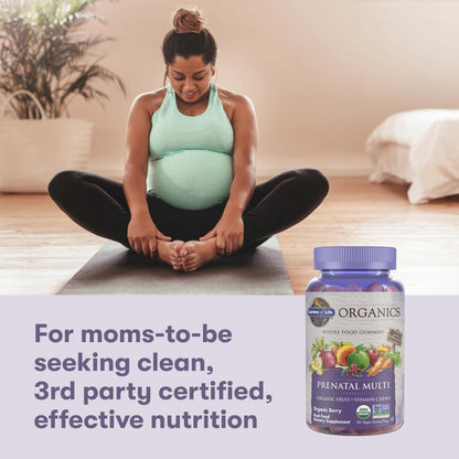 Garden of Life Organics Prenatal Gummies – Prenatal Vitamins for Women with Energy Metabolism Support & Healthy Fetal Development Support, Berry Flavor, USDA Organic, Vegan, 30 Day Supply