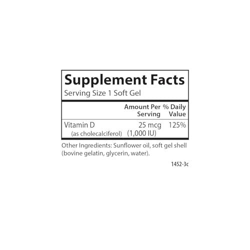 Carlson Vitamin D3 1000 IU (25 mcg) - Bone & Muscle Health Support, 250 Soft Gels - görsel 5