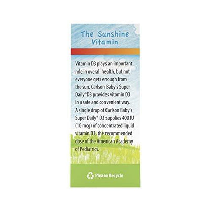 Carlson Laboratories Super Daily D3 for Baby, 0.086 Fl Oz - 90 Drops