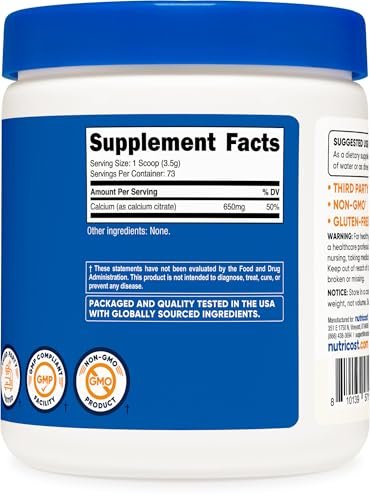 Nutricost Calcium Citrate Powder (250 Grams) Unflavored - görsel 2