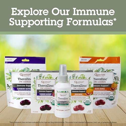 Quantum Health TheraZinc Organic Zinc Lozenges Elderberry Sambucus Raspberry & Honey Immune Support for Adults & Kids 12+ Naturally Flavored Fast Relief with No Aftertaste -18 Count (Package may vary) - görsel 1