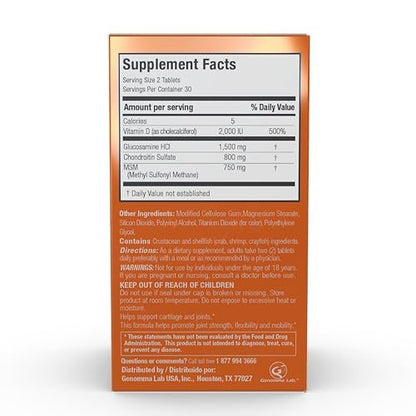 X Ray Dol Triple Action Joint Support Supplement with Glucosamine 1500mg, Chondroitin 800mg, MSM 750mg and 5X Vitamin D for Healthy Joints, Bones & Cartilage - 60 Count per Bottle - 1 Pack