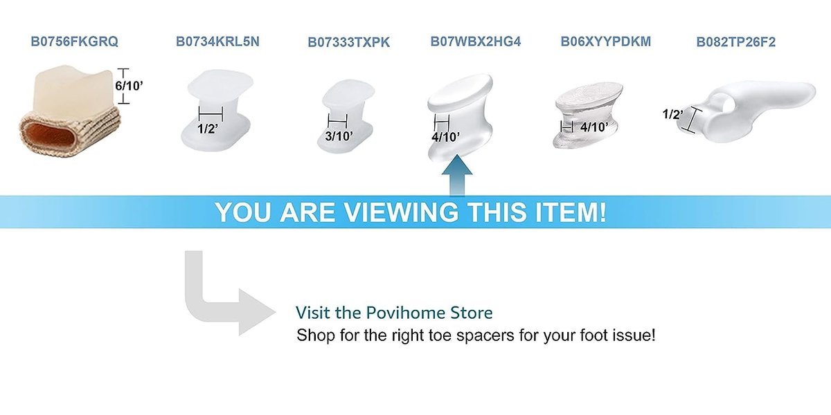 Povihome 10 Pack Gel Bunion Corrector and Toe Spacers Separators and Straightener Orthotics (4/10''Thick) for Sports Activities, for Men and Women Overlapping Toes, Bunion Pain Relief - Small Size - görsel 1