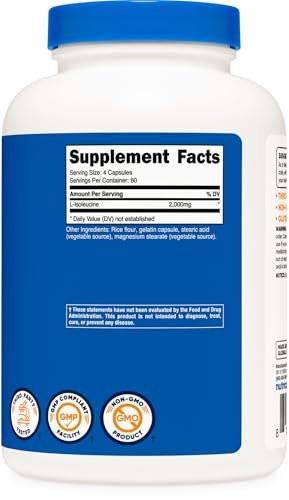 Nutricost L-Isoleucine 2000mg Per Serving, 240 Capsules (60 Servings) - görsel 8