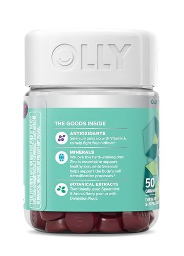 OLLY Flawless Complexion Gummy - Clear and Healthy Skin Support with Vitamins E, A, Zinc - Chewable Berry Supplement - 50 Count