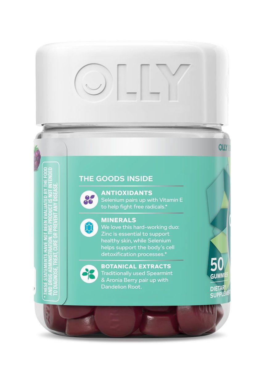 OLLY Flawless Complexion Gummy - Clear and Healthy Skin Support with Vitamins E, A, Zinc - Chewable Berry Supplement - 50 Count - görsel 18