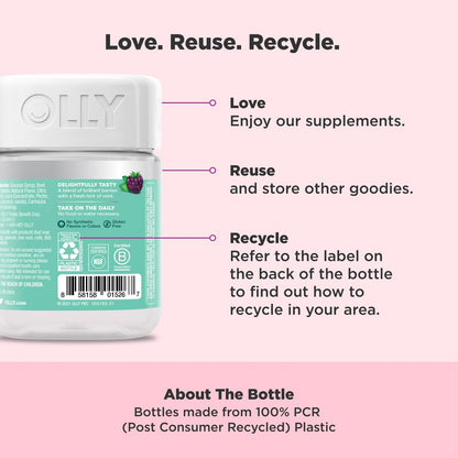 OLLY Flawless Complexion Gummy - Clear and Healthy Skin Support with Vitamins E, A, Zinc - Chewable Berry Supplement - 50 Count