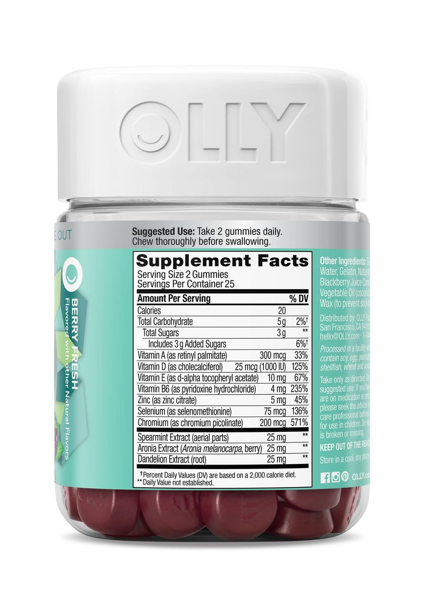 OLLY Flawless Complexion Gummy - Clear and Healthy Skin Support with Vitamins E, A, Zinc - Chewable Berry Supplement - 50 Count - görsel 14
