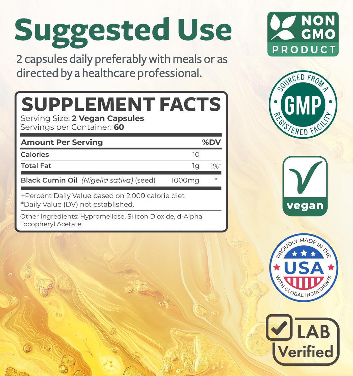 Black Seed Oil - 120 Softgel Capsules Skin Health (Non-GMO & Vegan) Cold-Pressed Nigella Sativa Producing Pure Black Cumin Seed Oil with Vitamin E - 500mg Each, 1000mg Per 2 Capsule Serving - görsel 10