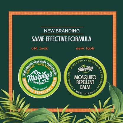 Murphy's Naturals Mosquito Repellent Balm for Outdoor Patio, Hiking, Camping, Plant-Based with Cedarwood, Lemongrass & Rosemary, 2 oz