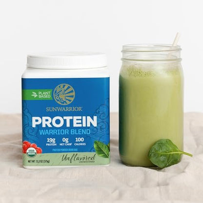 Sunwarrior Organic Plant Based Protein Powder | Vegan Organic Protein Powder Unflavored with BCAA Amino Acids & Hemp Seed Pea Blend | Non-GMO Soy Dairy Filler & Gluten Free (Unflavored, 15 Servings)