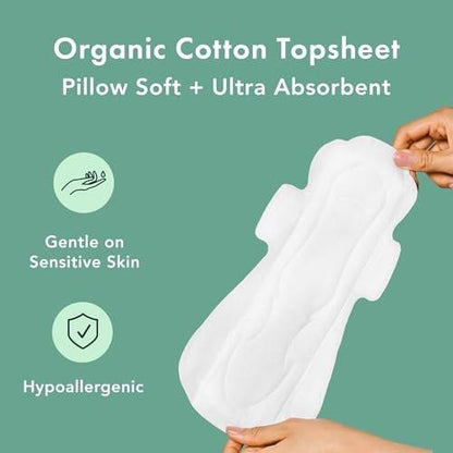Rael Pads for Women, Organic Cotton Cover - Heavy Absorbency, Feminine Care, Ultra Thin, Sanitary Napkins with Wings, Unscented, (Overnight, Large) Bundle
