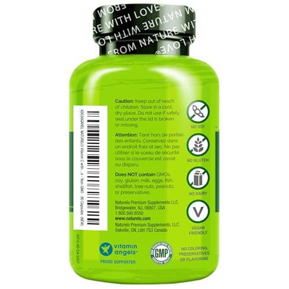 NATURELO Vitamin C with Organic Acerola Cherry Extract and Citrus Bioflavonoids - Vegan Supplement - Immune Support - 500 mg VIT C per Cap - Non-GMO - 90 Capsules