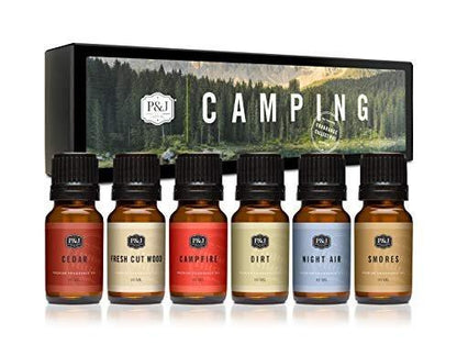 P&J Trading Fragrance Oil Camping Set | Campfire, Smores, Dirt, Fresh Cut Wood, Night Air, and Cedar Candle Scents for Candle Making, Freshie Scent, Soap Making Supplies, Diffuser Oil Scents
