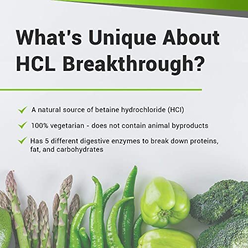 BIOptimizers HCL Breakthrough - Betaine Hydrochloride Enzymes Supplement - Assists with Protein Breakdown and Absorption - Helps Gas and Heartburn Relief - 90 Pepsin-Free Capsules - görsel 2