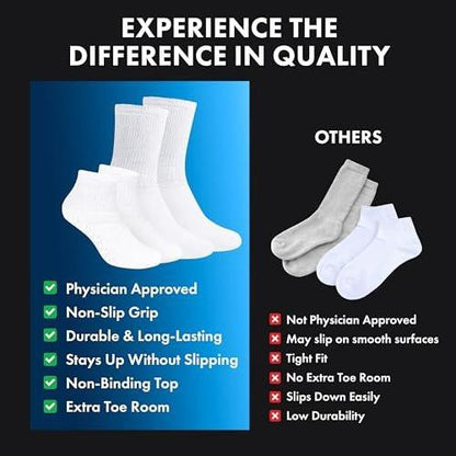 Debra Weitzner 6 Pairs Non-Binding Loose Fit Sock - Non-Slip Diabetic Socks for Men and Women - Ankle Crew Grey (Size 13-15)