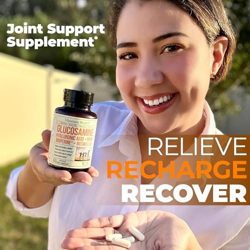 Joint Support Supplement with Glucosamine Sulfate, Hyaluronic Acid, Boswellia & MSM – Supports Joint Health, Mobility & Bone Strength – for Daily Use – FSA Eligible 60 Capsules - görsel 6