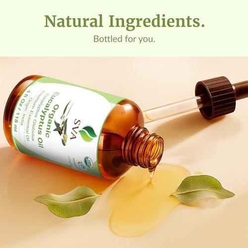 SVA Eucalyptus Essential Oil Organic – 4 Fl Oz – 100% Natural Organic Eucalyptus Oil - for Diffuser, Hair, Face, Skin Care, Aromatherapy, Scalp and Body Massage, Soap and Candle Making - with Dropper - görsel 12