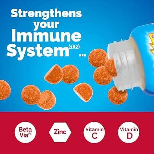 Emergen-C Immune+ Triple Action Immune Support Gummies, BetaVia (R), 1000mg Vitamin C, B Vitamins, Vitamin D and Antioxidants, Super Orange, Back to School Essentials - 45 Count - görsel 4