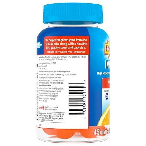 Emergen-C Immune+ Triple Action Immune Support Gummies, BetaVia (R), 1000mg Vitamin C, B Vitamins, Vitamin D and Antioxidants, Super Orange, Back to School Essentials - 45 Count - görsel 2