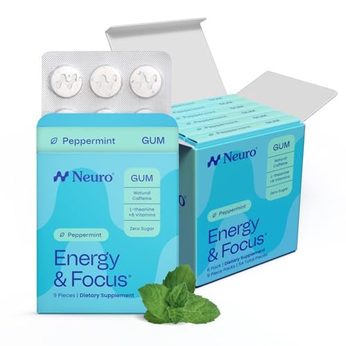 Neuro Energy & Focus Gum - Caffeine Gum with 40mg Natural Caffeine & L-Theanine - Nootropic Energy Supplement with B Vitamins - Sugar Free, Vegan - Peppermint, 54ct - görsel 2